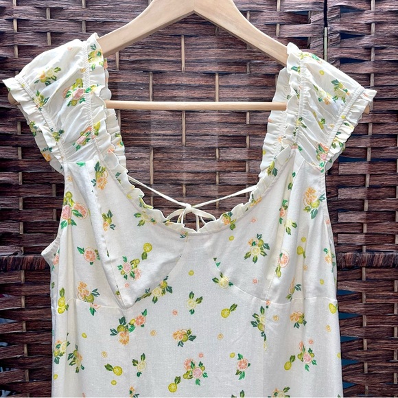 Free People Green and Yellow Ruffled Backless Sundress Size S - Picture 4 of 7